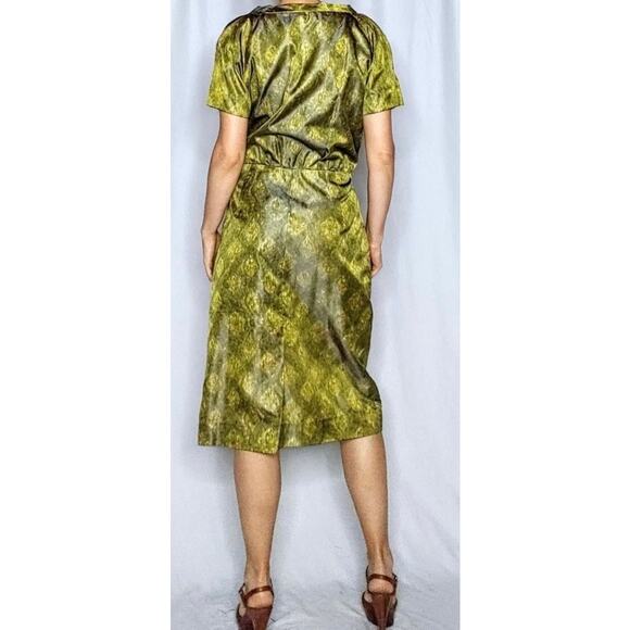 Vintage 60s handmade mid century chartreuse green sheath dress small Med Pinup - Picture 3 of 7